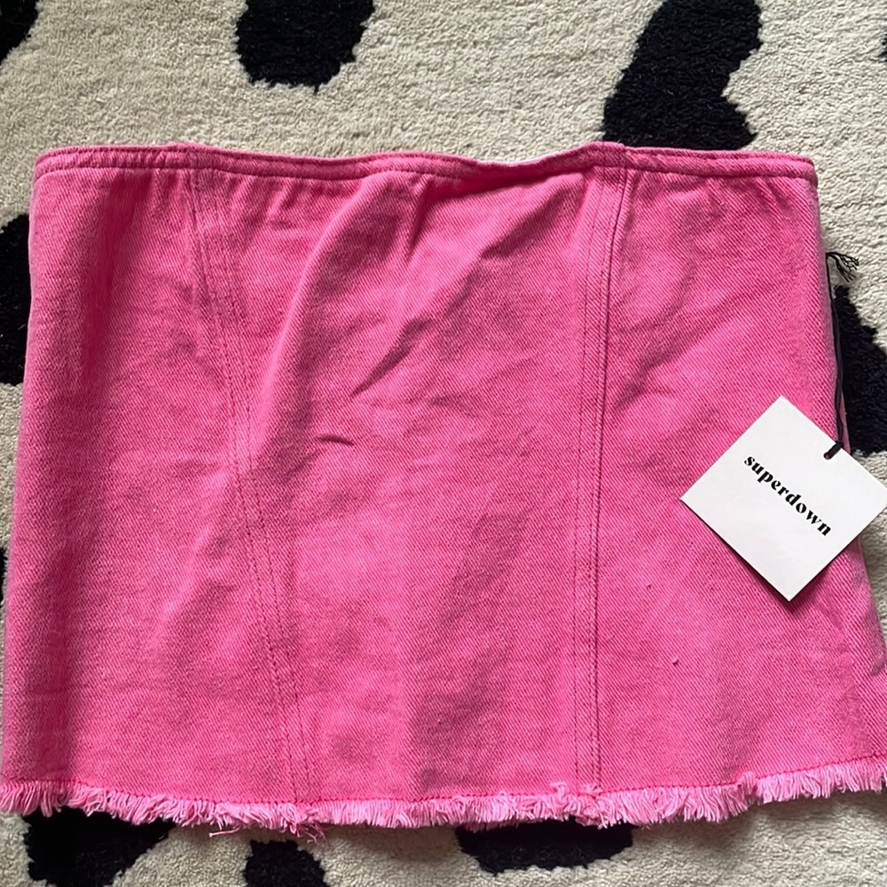 Superdown NWT Domonique strapless denim pink top size medium